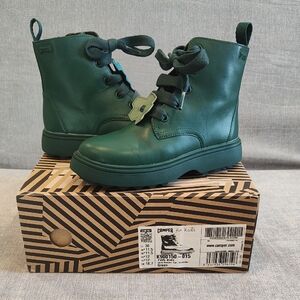 New Camper Kids Girls Size 12 Twins Norte Green Boots, Calfskin Leather